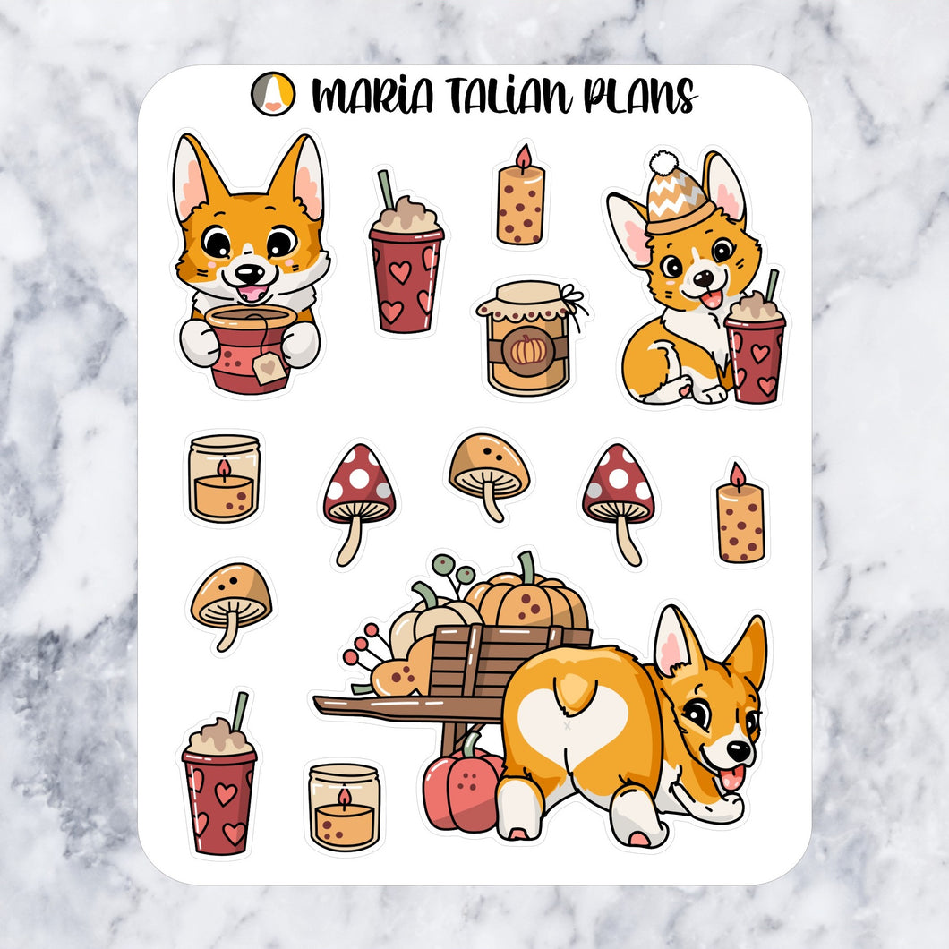 Fall Milo | Corgi Stickers
