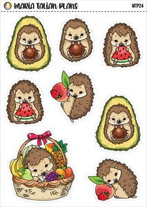 Fruit Hedgehog | Vinyl Character Sticker Sheet