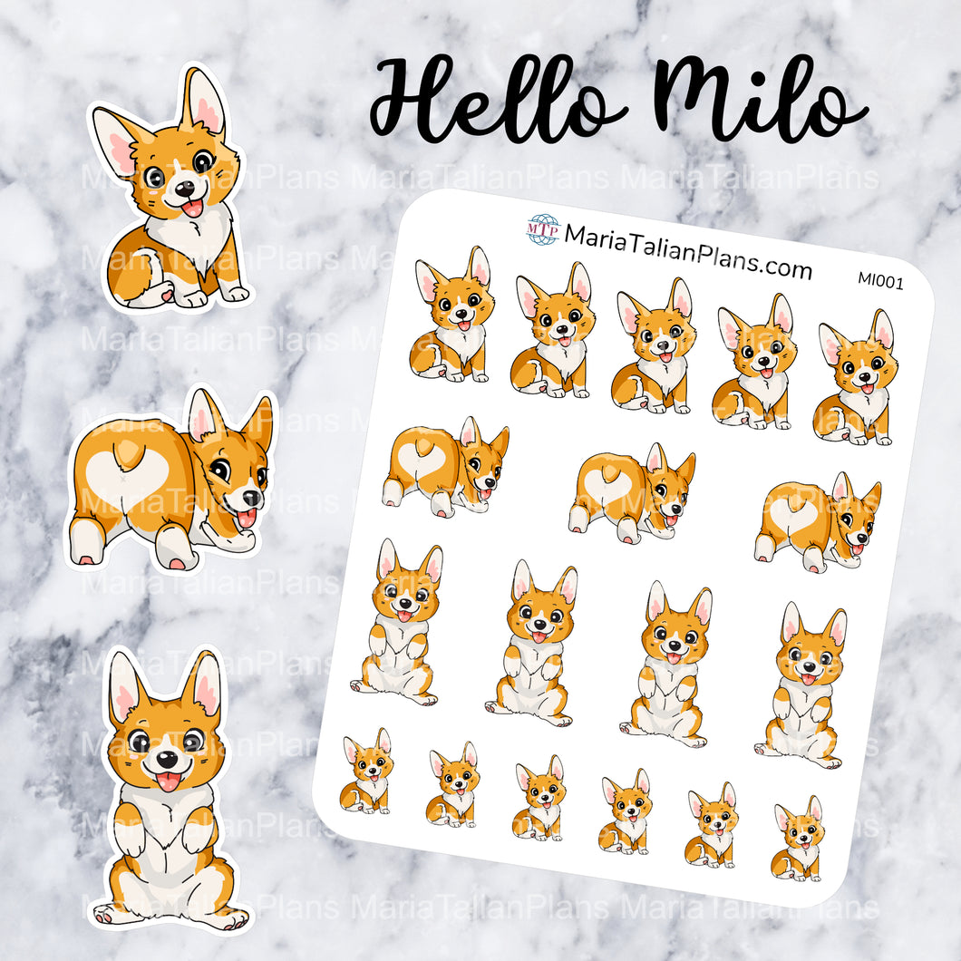 Hello Milo | Corgi Stickers