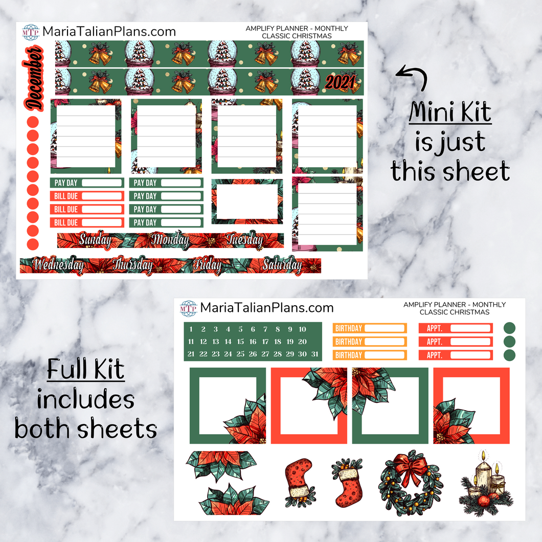 Amplify Planner Monthly kit - Classic Christmas
