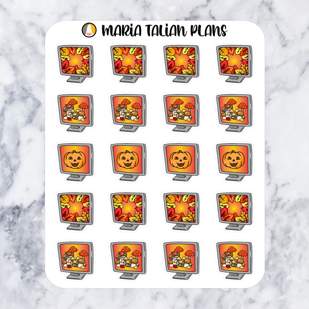 Fall Computer Monitors | Doodle Stickers