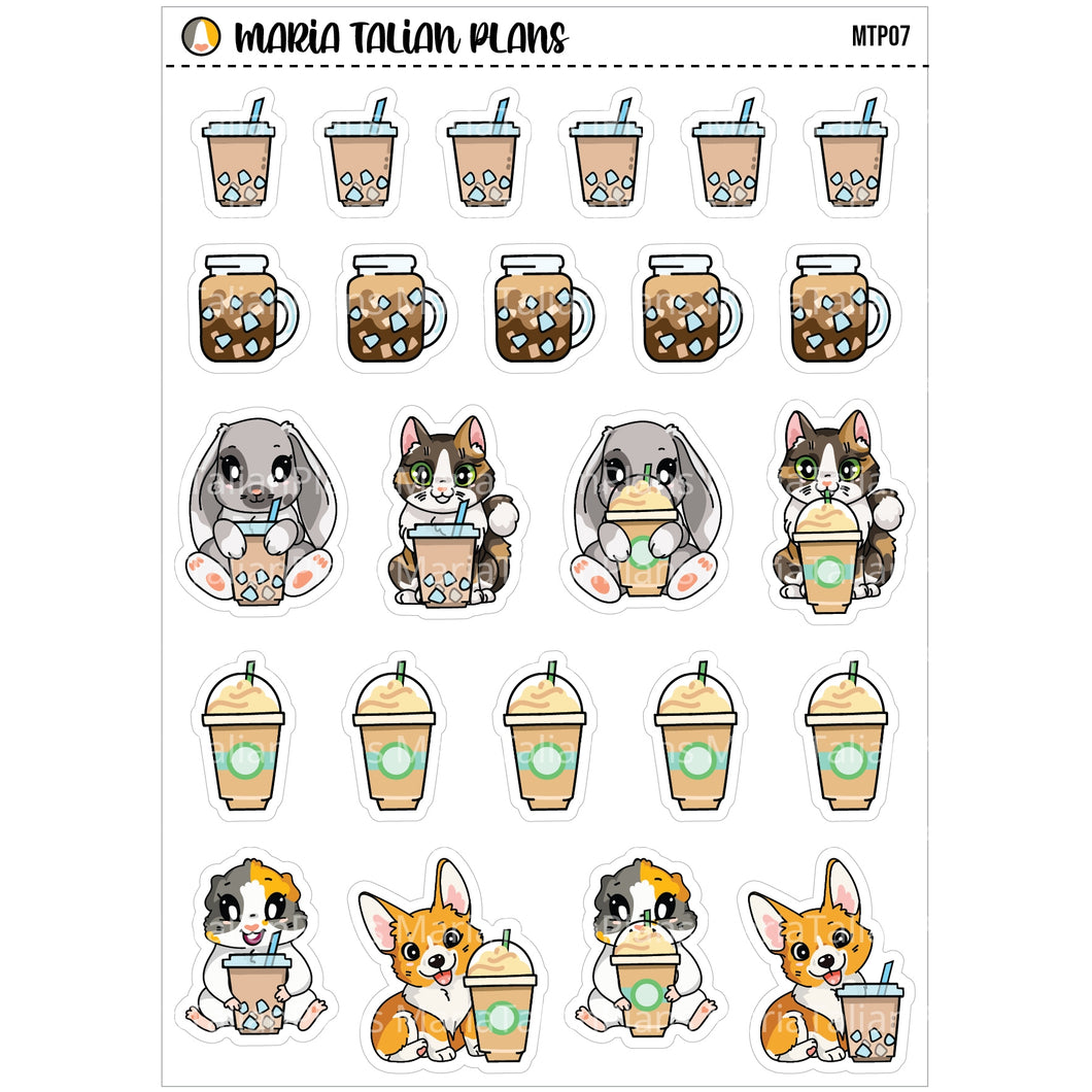 Iced Coffee | Vinyl Character Sticker Sheet