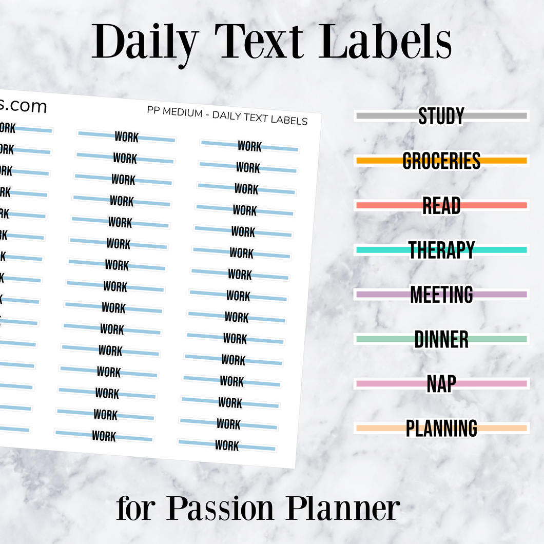 Meal Prep | Daily Text Labels | Passion Planner
