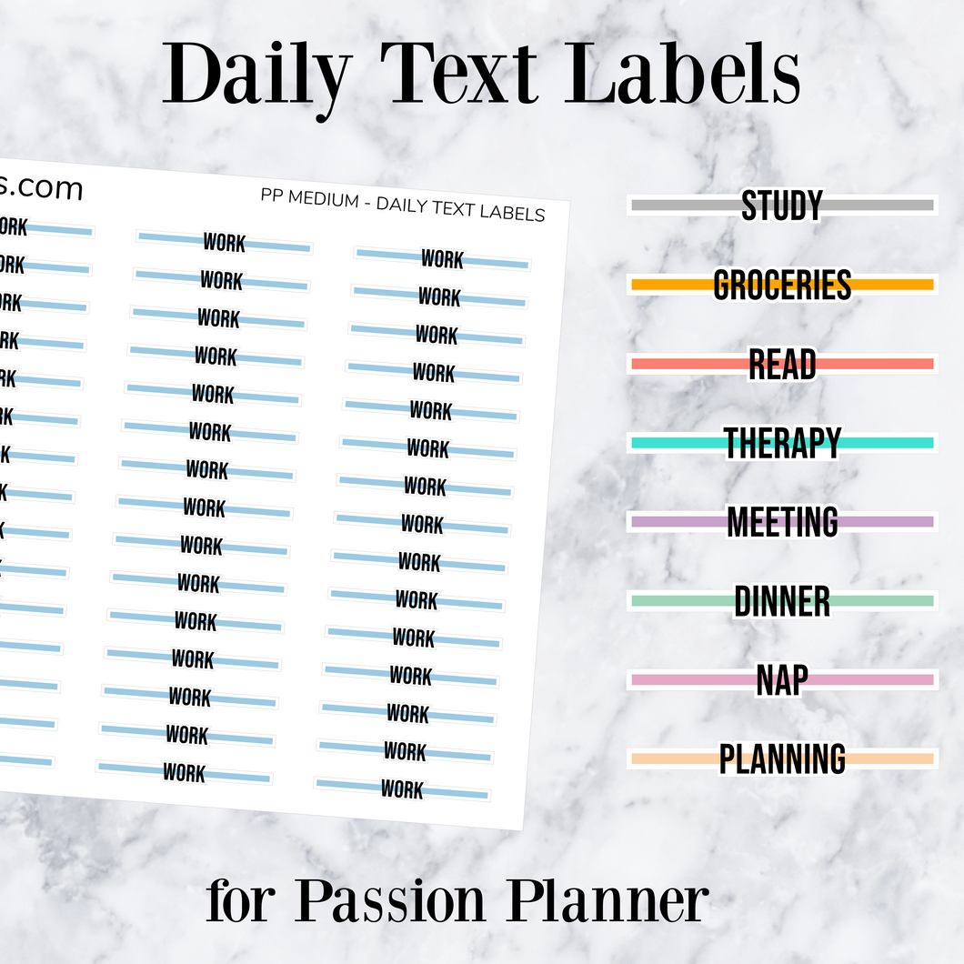 Write | Daily Text Labels | Passion Planner