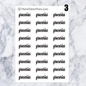 Groceries | Script Stickers