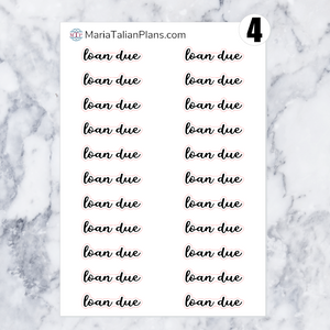 Loan Due | Script Stickers