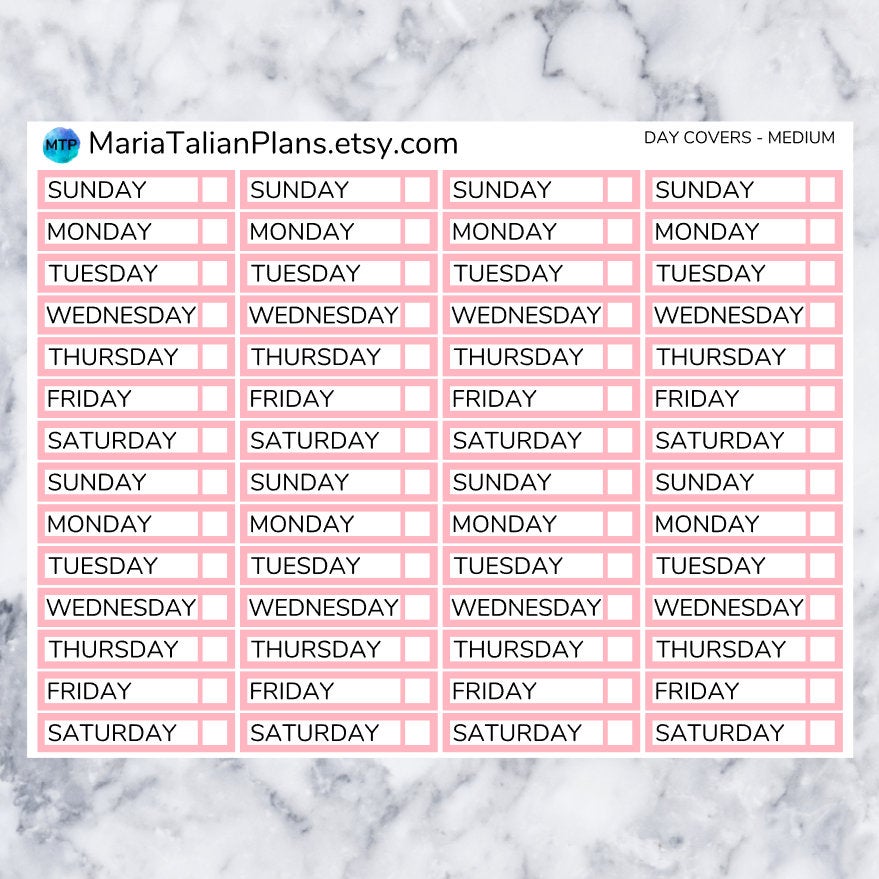 Day Cover Stickers for Passion Planner