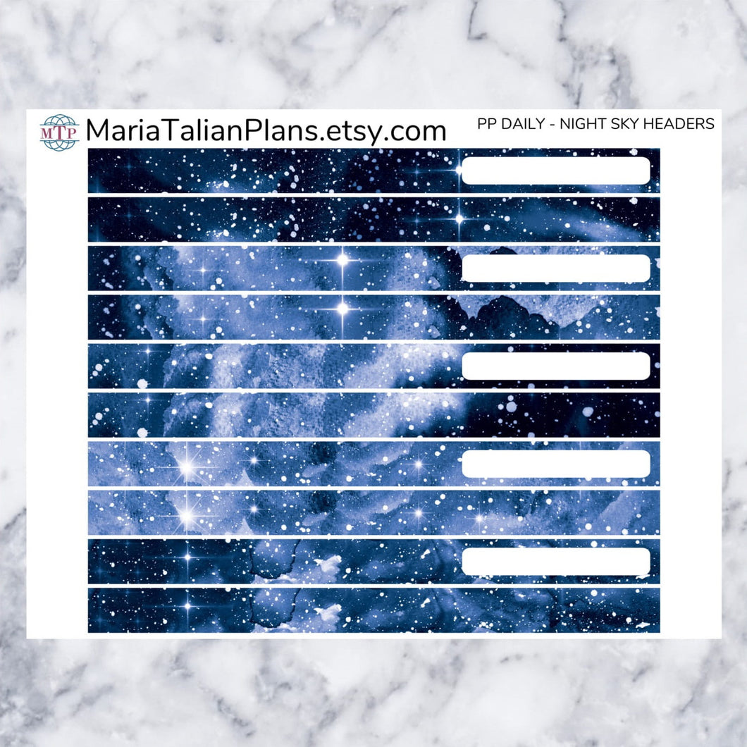 Passion Planner Daily Stickers - Night Sky Headers