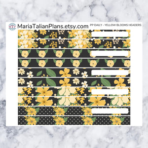 Passion Planner Daily Stickers - Yellow Blooms Headers