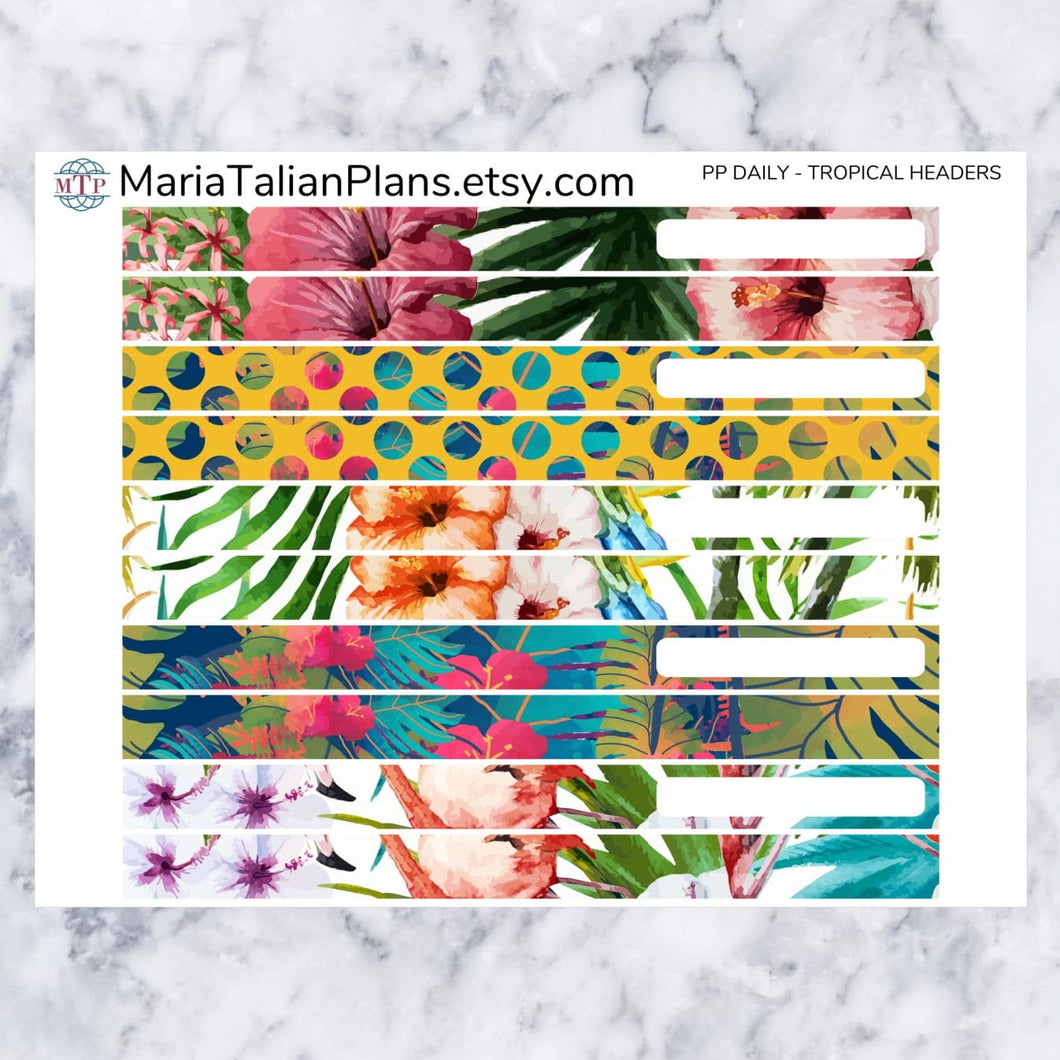 Passion Planner Daily Stickers - Tropical Headers