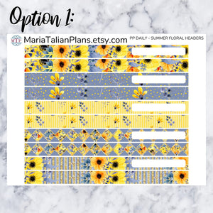 Passion Planner Daily Stickers - Summer Floral Headers