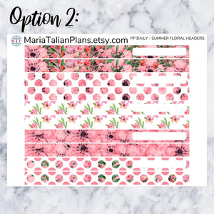 Passion Planner Daily Stickers - Summer Floral Headers