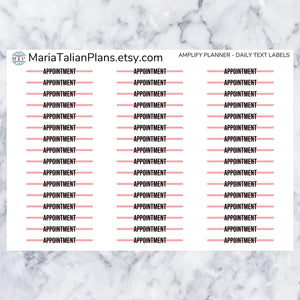 Daily Text Labels | Amplify Planner | Planner Stickers