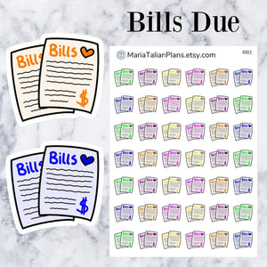 Bills Due Icons