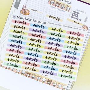 Daily Work Labels | Amplify Planner | Planner Stickers