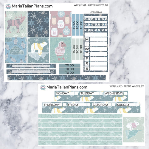 Passion Planner Weekly Sticker Kit - Arctic Winter | Small, Medium, and Large Size | Planner Stickers