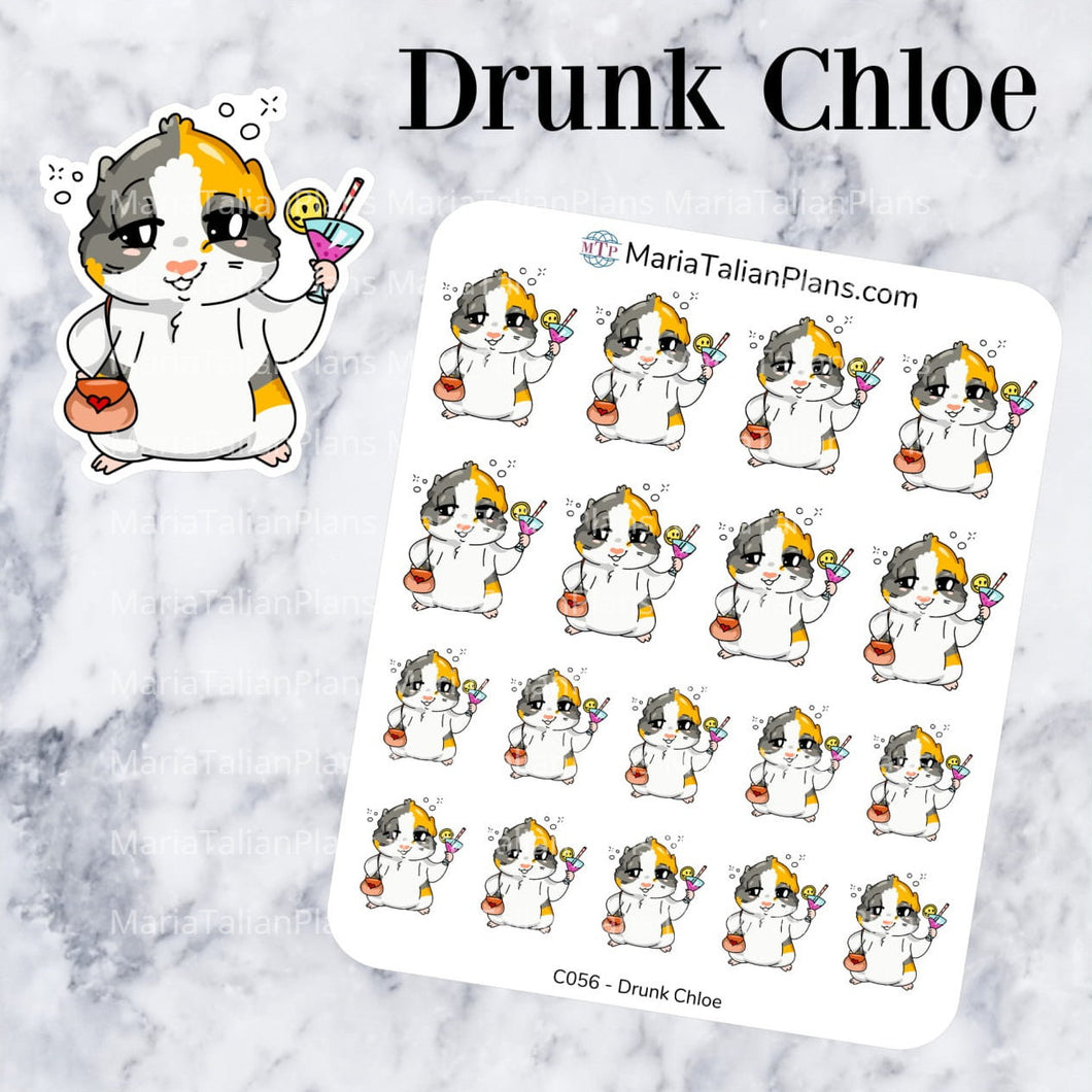 Drunk Chloe | Guinea Pig Stickers | Decorative Stickers