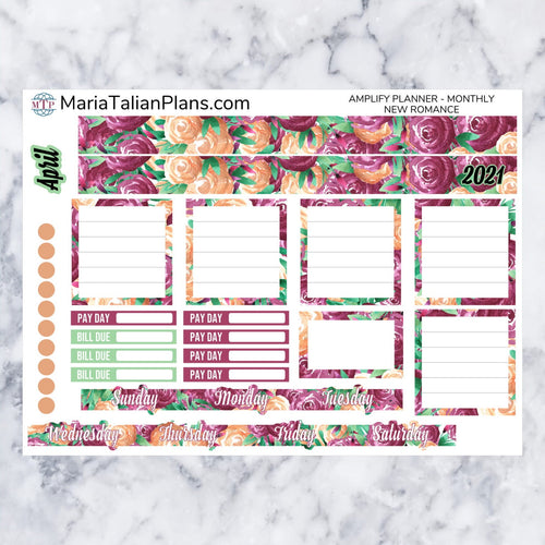 Amplify Planner Monthly kit - New Romance | Planner Stickers