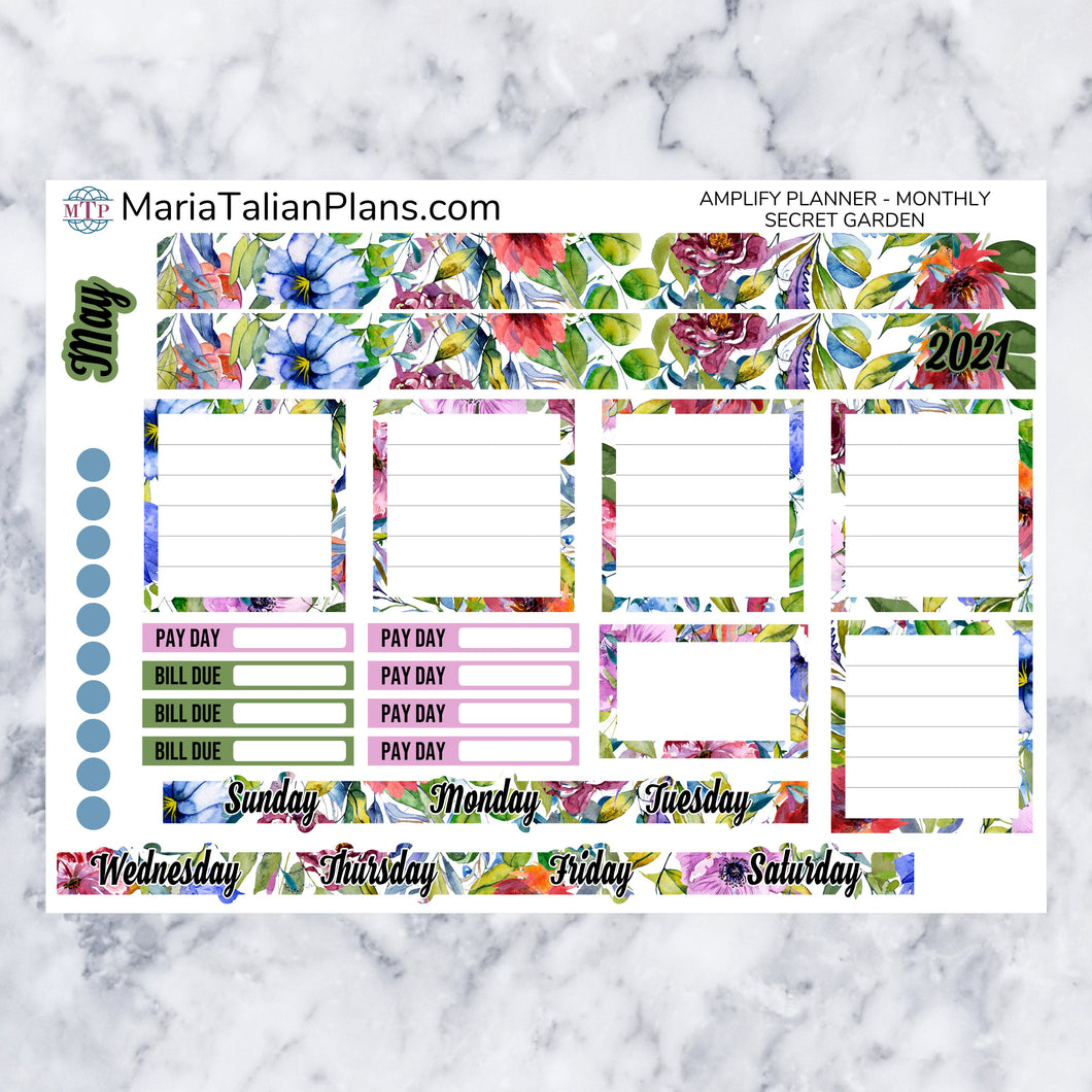 Amplify Planner Monthly kit - Secret Garden | Planner Stickers