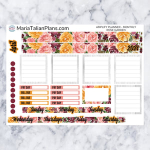 Amplify Planner Monthly kit - Rose Garden | Planner Stickers