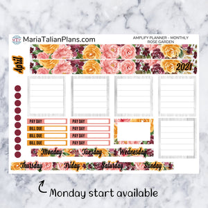 Amplify Planner Monthly kit - Rose Garden | Planner Stickers