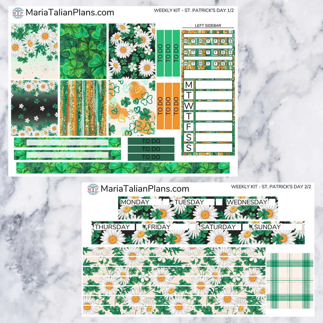 Passion Planner Weekly Sticker Kit - St. Patrick's Day | Small, Medium, and Large Size | Planner Stickers