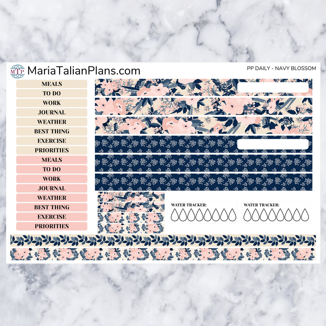 Passion Planner Daily Sticker Kit - Navy Blossom