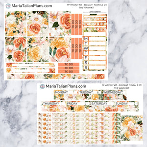 Passion Planner Weekly Sticker Kit - Warm Elegant Florals | Small, Medium, and Large Size | Planner Stickers