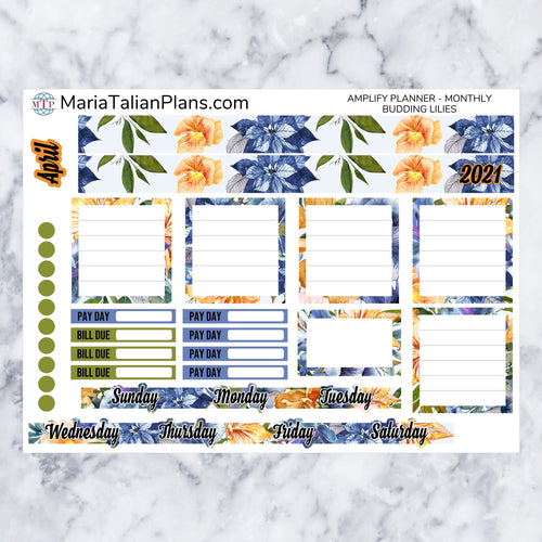 Amplify Planner Monthly kit - Budding Lilies | Planner Stickers