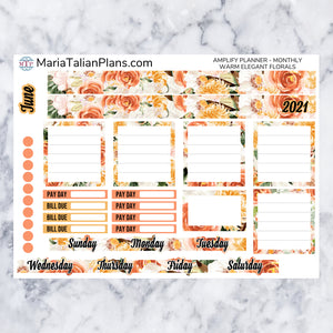 Amplify Planner Monthly kit - Warm Elegant Florals | Planner Stickers